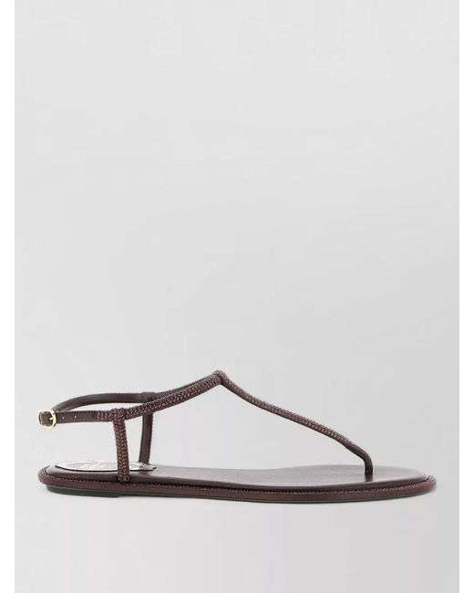 Rene Caovilla Multicolor Rhinestone Embellished Leather Flip Flop Sandals