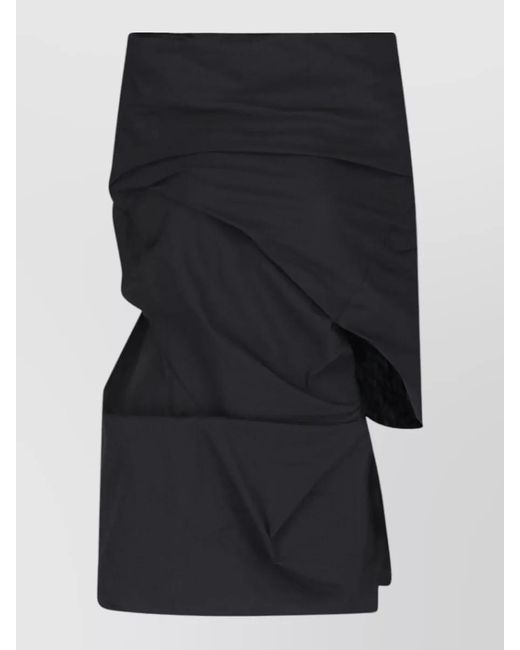 Entire studios Black Asymmetric Skirt Sleeves And Draped Detail