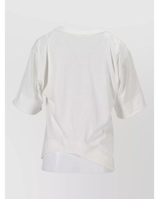 Niccolò Pasqualetti White Asymmetric Hem Round Neck Cotton Jersey Top