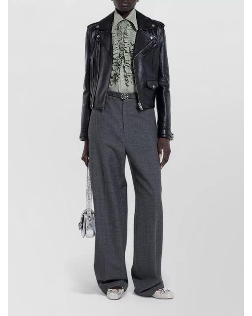 Gucci Gray Leather Reversible Thin Belt