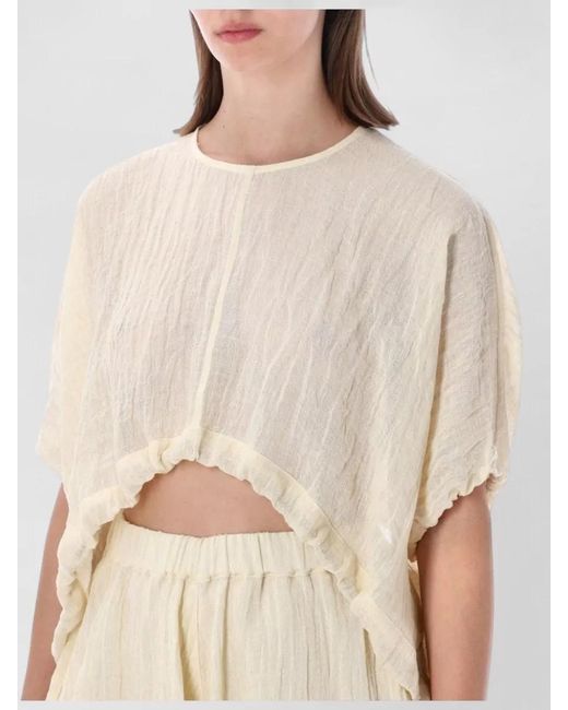 120% Lino Natural Lounge Shirt Elastic Waistband Lightweight Ruffled Hem