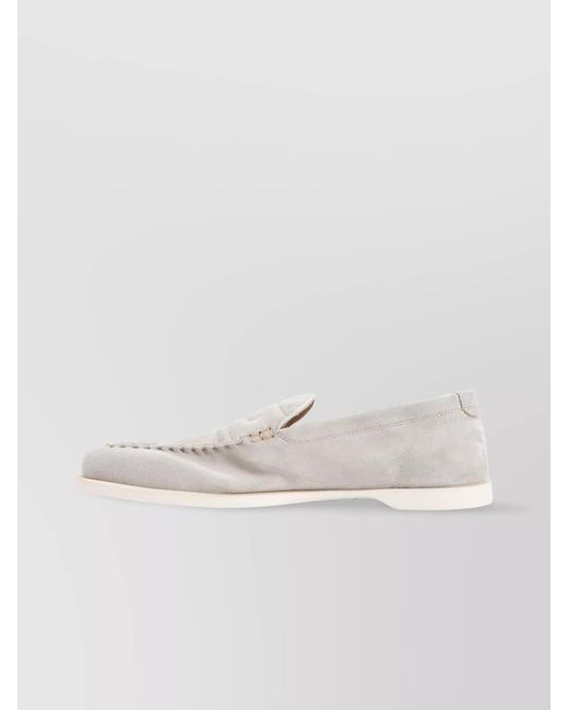 John Lobb White Suede Leather Loafers for men