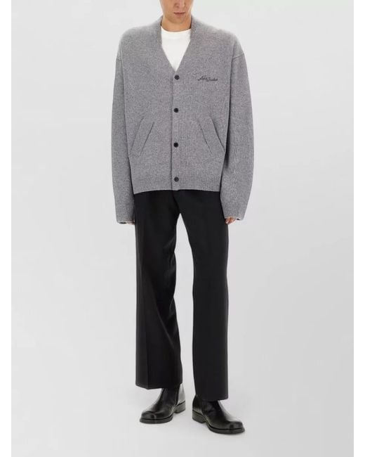 Acne Gray V-Neck Cardigan for men