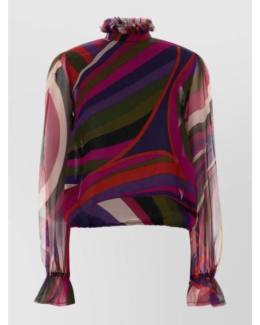 Emilio Pucci Red Silk Printed Blouse