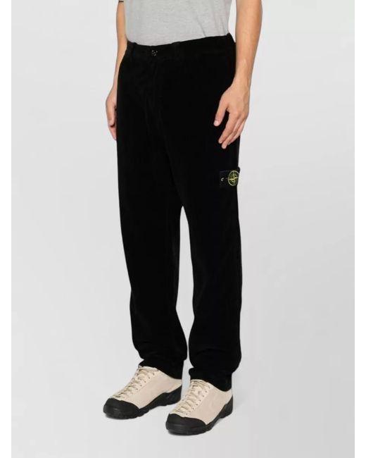 Stone Island Black Corduroy Straight-Leg Trousers for men