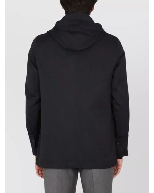 Thom Browne Black Hooded Parka Jacket for men
