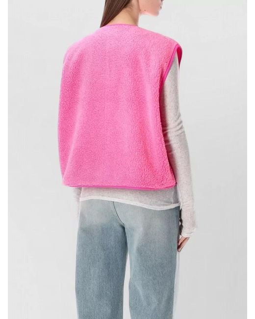 American Vintage Pink Knit Sherpa Fleece Sleeveless Vest