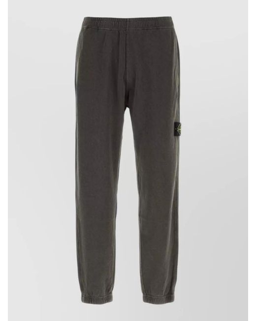 Stone Island Gray Cotton Joggers Elastic Waist Side And Back Pocket for men