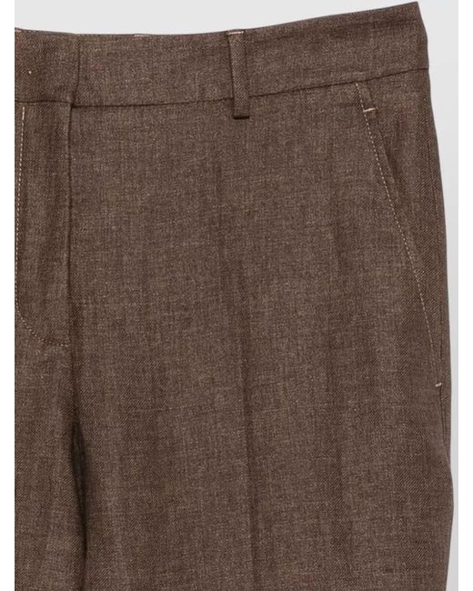 Incotex Brown Linen Trousers Regular Fit Belt Loops
