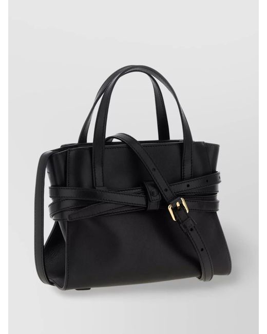 Moschino Black Leather Folded Shoulder Bag