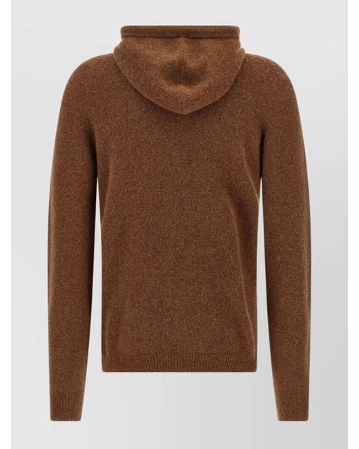 Roberto Collina Brown Wool Hooded Sweater for men