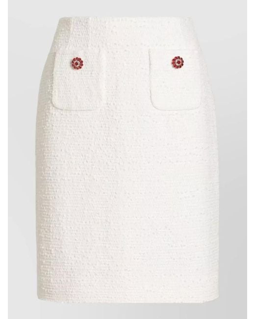 Dolce & Gabbana Natural Rachel Tweed Midi Skirt Straight Line