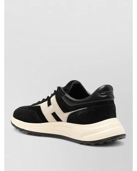 Hogan White Lace Up Shoes Contrast Panel Rubber Sole for men
