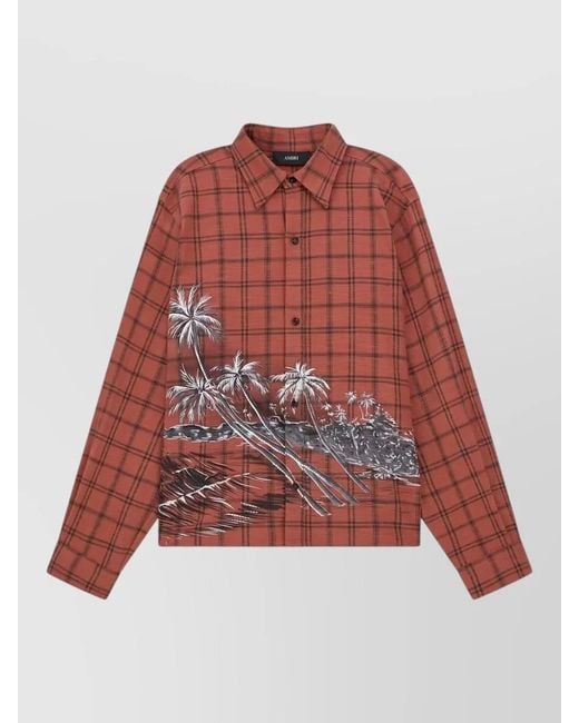 Amiri Collared Cropped Plaid Shirt Relaxed Fit Silk for men