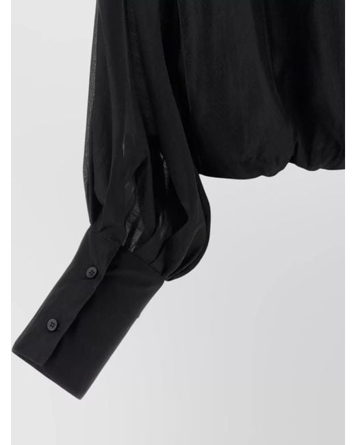 Thelatest Black Long Sleeve Top Round Neckline