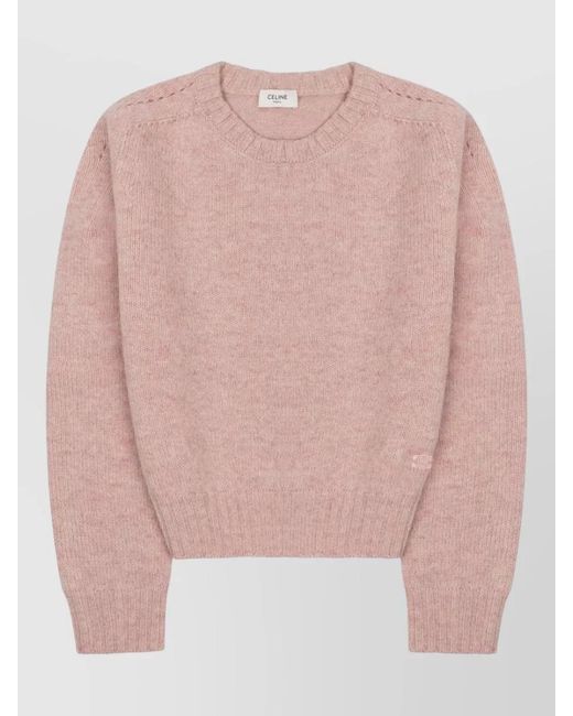 Céline Pink Wool Round Neck Sweater