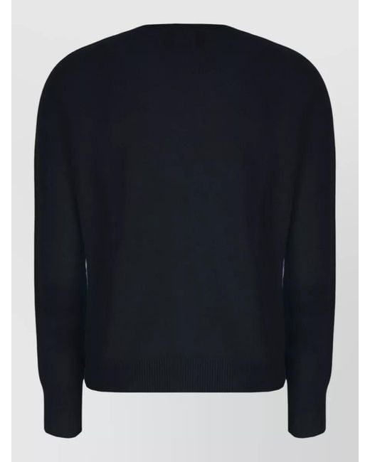 Vanisé Blue Cashmere V Neck Sweater Long Sleeves