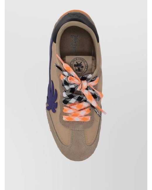 Palm Angels Multicolor Lace Up Sneakers Low Suede Accents Rubber Sole