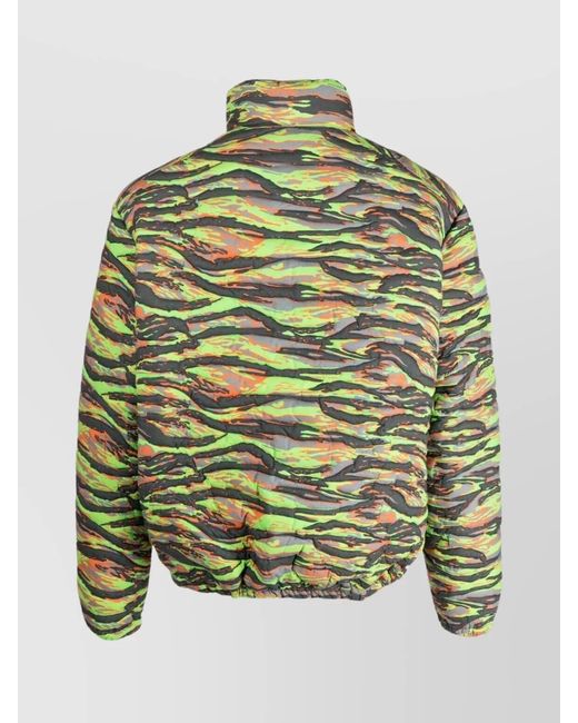 ERL Green Cotton Camouflage-Print Quilted Down Jacket for men