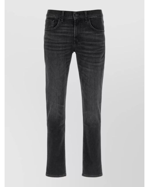 7 For All Mankind Gray Stretch Denim Slimmy Tapered Leg Jeans for men
