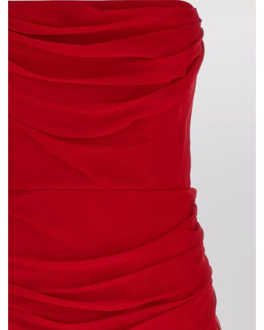 Carolina Herrera Red Silk Chiffon Midi Dress