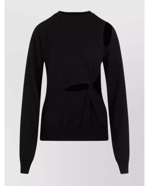 Sportmax Black Virgin Wool Ribbed Cutout Jumper