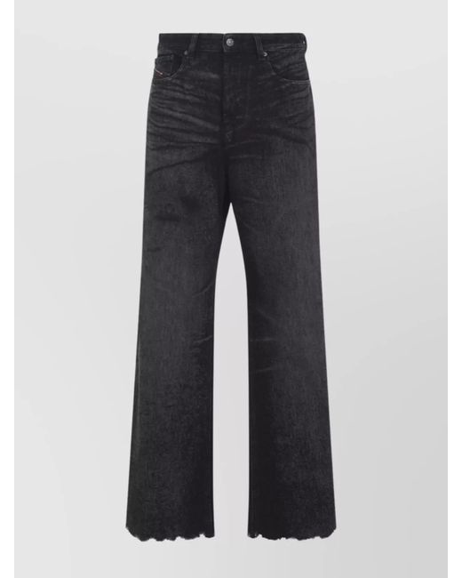 DIESEL Blue Frayed Hem Five-Pocket Jeans With Back Patch
