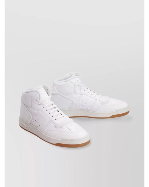 Saint Laurent White Leather High-Top Sneakers