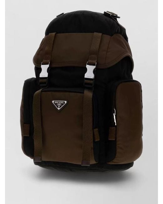 Prada Black Renylon Backpack Featuring Practical Side Pockets for men