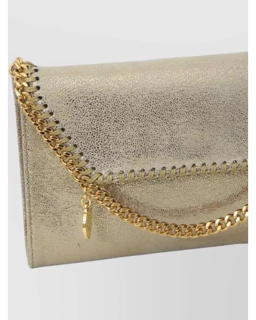 Stella McCartney White Falabella Chain Clutch Bag Metallic Finish