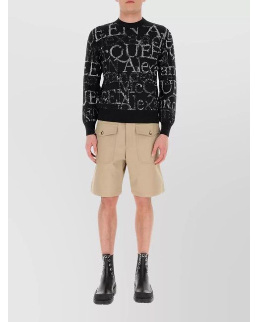 McQueen Natural Cotton Cargo Tailored Shorts for men