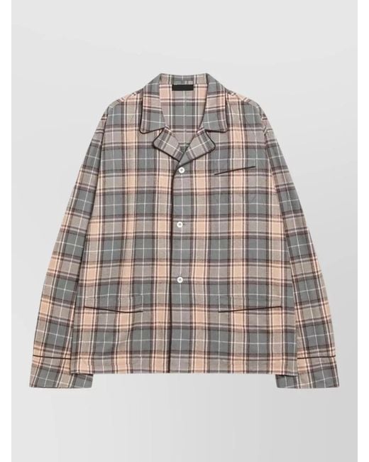 Prada Multicolor Long Sleeve Shirt Chest Pocket Plaid for men