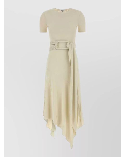 Alaïa Natural Draped Midi Dress