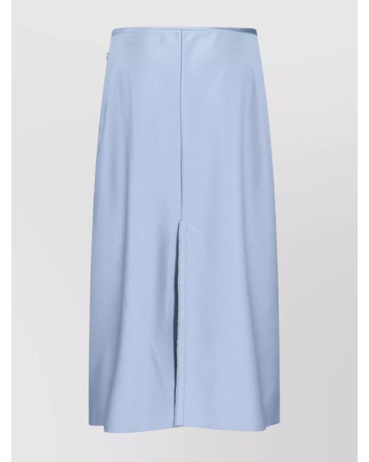 AMI Blue Satin Midi Straight Skirt