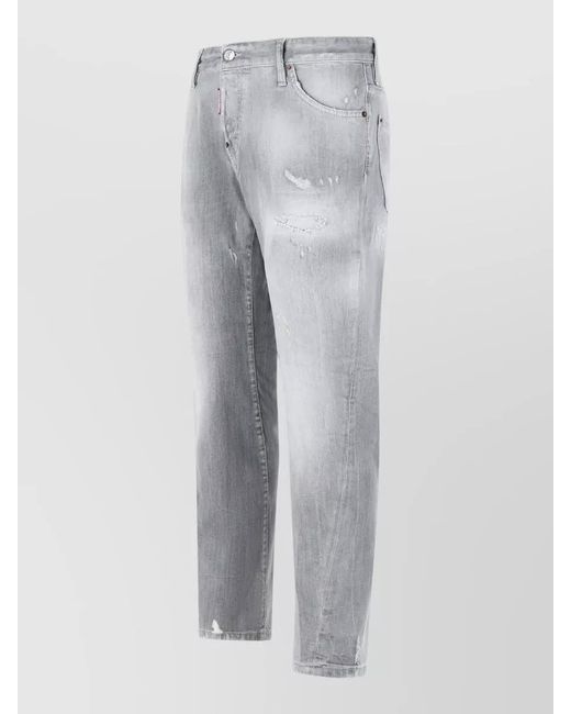 DSquared² Gray Slim Twist Cotton Five Pocket Jeans for men