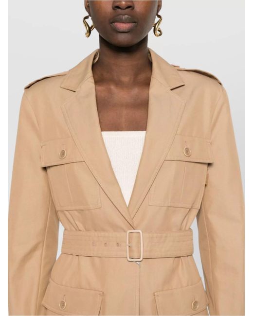 Max Mara Natural Cotton Single-Breasted Belted Trench Coat