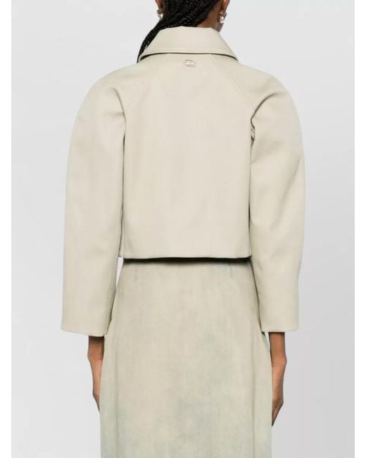 DIESEL Natural Cropped Collared Blazer Raglan Sleeves Blend