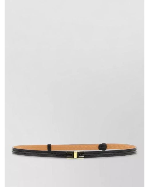 Elisabetta Franchi White Slim Logo Buckle Belt Adjustable Design