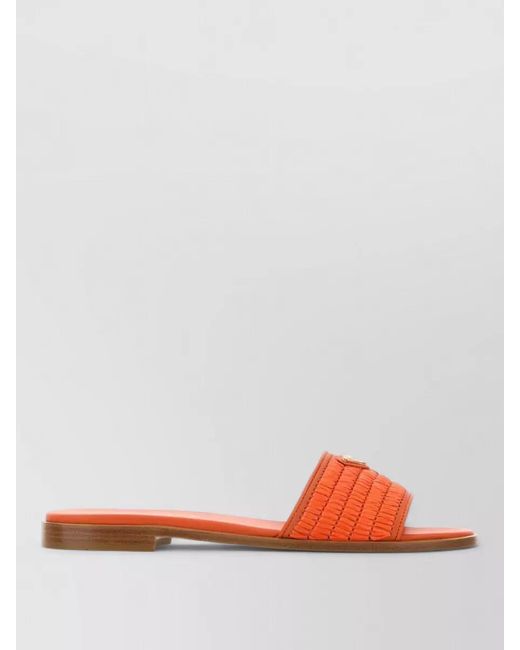 Prada Multicolor Raffia Open Toe Flat Sole Slides