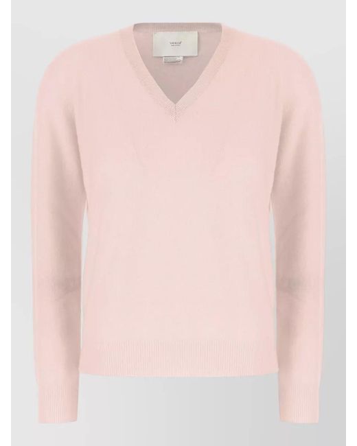 Vanisé Pink Cashmere Sweater V Neck Long Sleeves