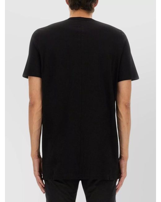 Rick Owens Black Cotton Ribbed Crew Neck Short Sleeve T-Shirt for men