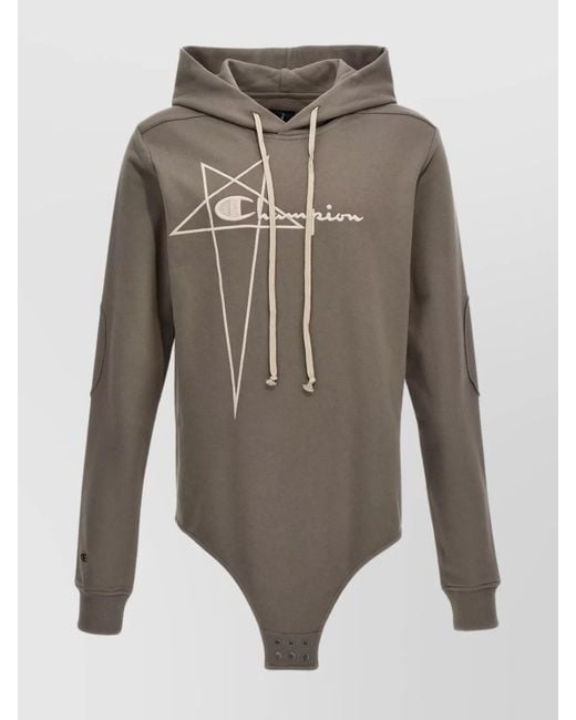 Rick Owens Gray Hooded Bodysuit for men