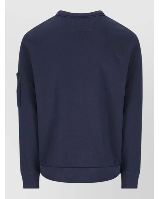 C P Company Blue Cotton Crew Neck Sweatshirt Arm Pocket for men