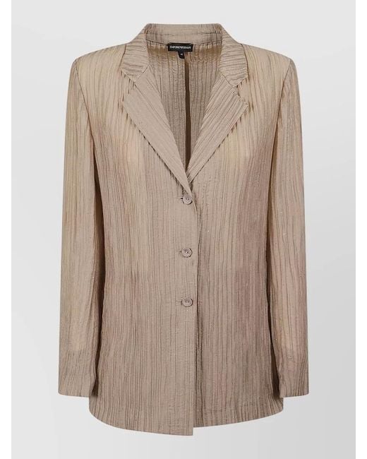Emporio Armani Natural Pleated Single-Breasted Blazer