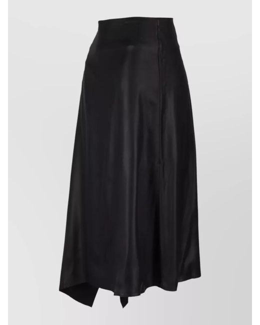 Niccolò Pasqualetti Black Nota Skirt Asymmetric Drape High Waist Satin