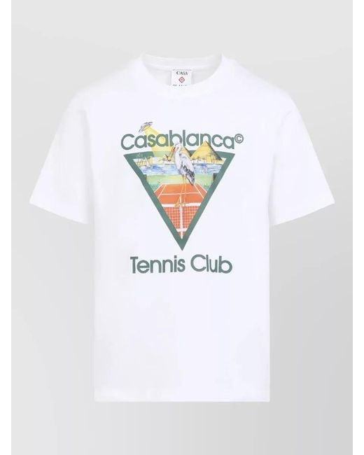 Casablanca White Tennis Club Short Sleeve Cotton T Shirt for men