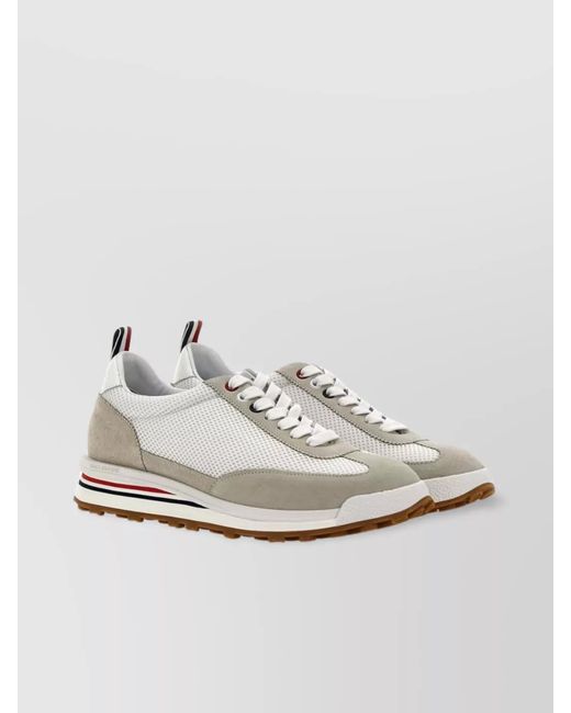 Thom Browne White Leather Mesh Low-Top Sneakers for men