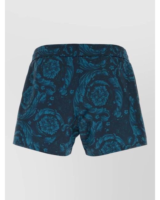 Versace Blue Printed Swim Shorts for men