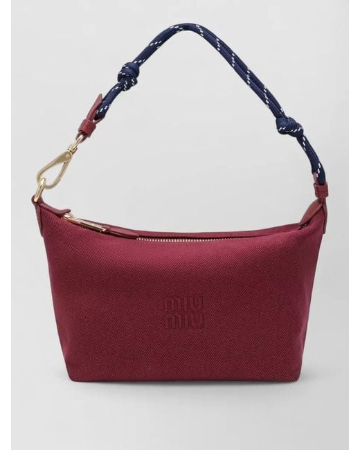Miu Miu Red Shoulder Bag Goldtone Hardware Knotted Handle