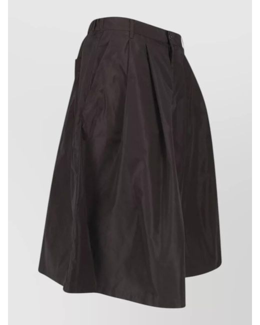 Aspesi Gray Midi Skirt Knee Length Pleated Side Pocket